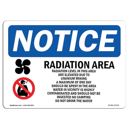 Signmission OSHA, Radiation Area Radiation Levels With Symbol, 24in X 18in Rigid Plastic, OS-NS-P-1824-L-17954 OS-NS-P-1824-L-17954